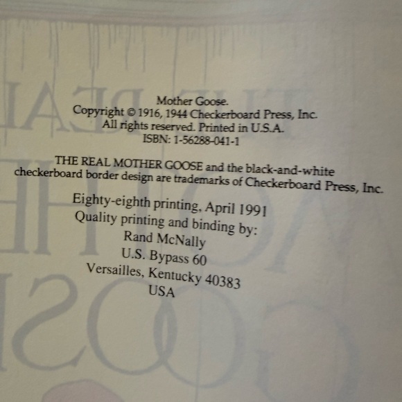 The Real Mother Goose Rand McNally -Big Book Of Nursery Rhymes (Hardcover 1991) - Picture 5 of 5